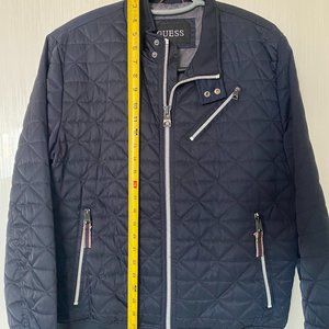 Guess Quilted Waist Length Bomber Jacket - Blue